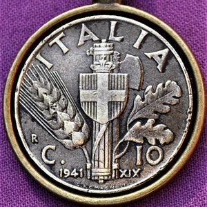 Italy Savoy Arms Bronze Coin Pendant Necklace