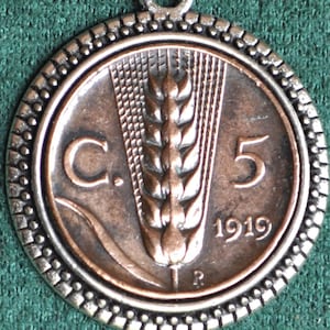 Italy Early 1900&#39;s Wheat Ear Coin Pendant Necklace