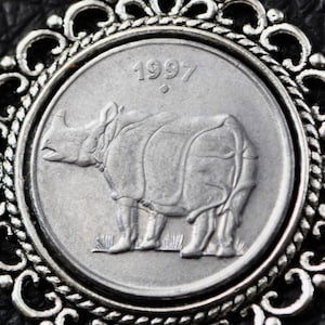 India Rhino Coin Pendant Necklace