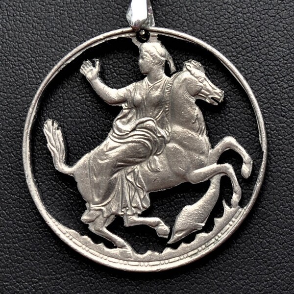 Greece Selene Goddess Cut Coin Pendant Necklace