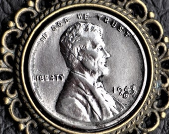 1943 Steel Cent Coin Pendant Necklace
