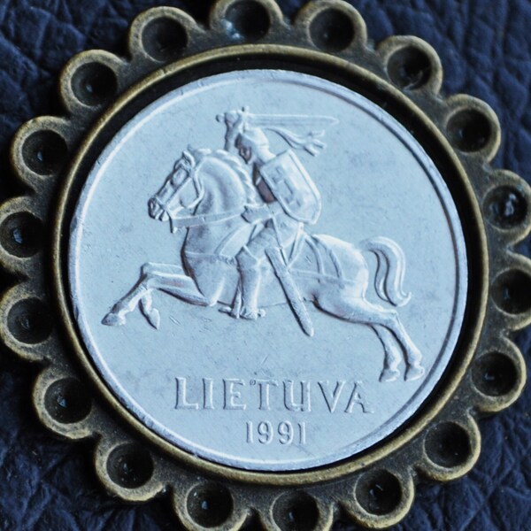 Lithuania Coat of Arms Coin Pendant Necklace