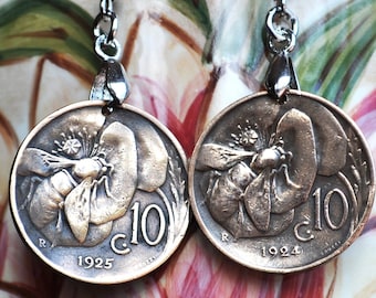 Italy 1920's/30's Copper Honeybee Hook Earrings