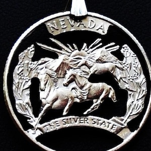 Nevada Stallion Cut Coin Pendant Necklace