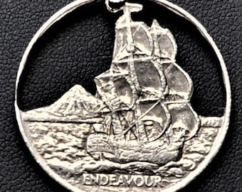 New Zealand Endeavour Cut Coin Pendant Necklace