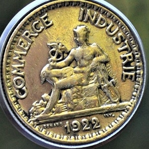 1920&#39;s France Mercury (God of Commerce) Coin Pendant Necklace