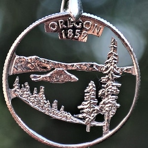 Oregon Crater Lake Cut Coin Pendant Necklace