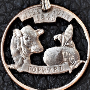 Wisconsin Cut Coin Pendant Necklace