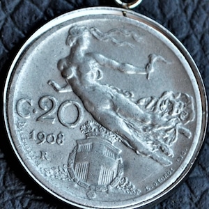 Italy &quot;Liberty in Flight&quot; Coin Pendant Necklace