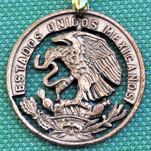 Mexico Eagle Cut Coin Pendant Necklace