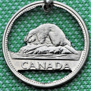 Canada Beaver Cut Coin Pendant Necklace