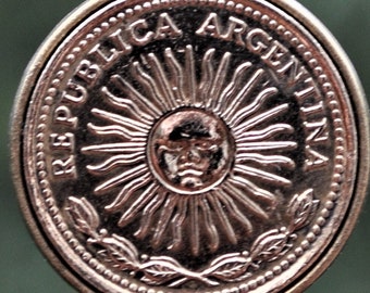 Argentina Sun of May Coin Pendant Necklace