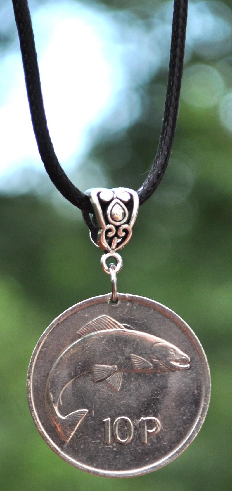 Ireland Reversable Atlantic Salmon/harp Coin Pendant Necklace - Etsy