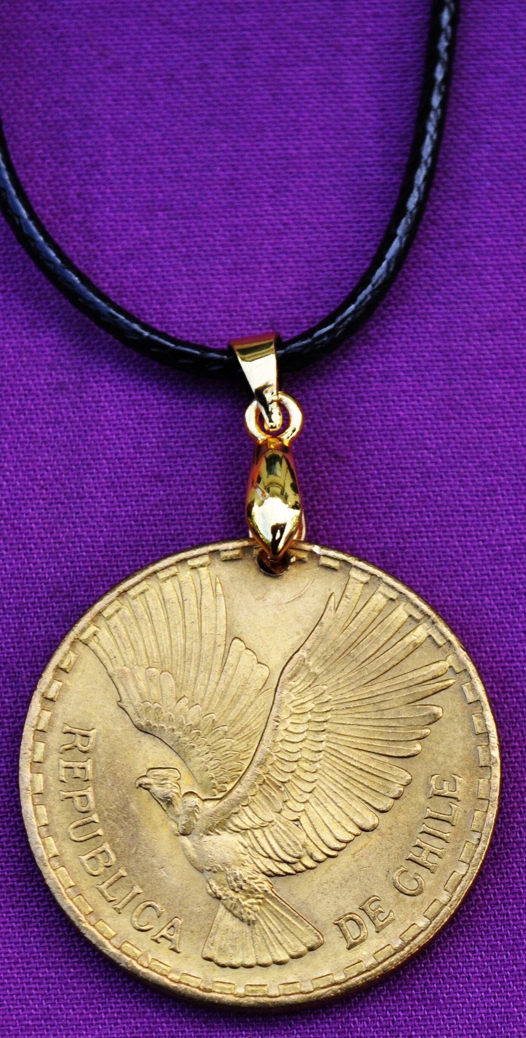 Chile Condor Coin Pendant Necklace Etsy