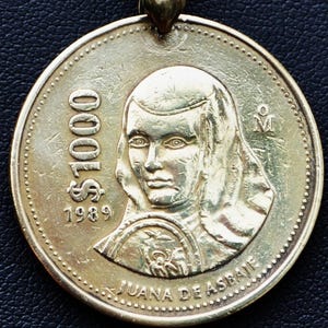 Large Mexico 1000 Peso Coin Pendant Necklace