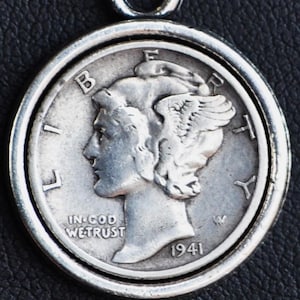 Silver 1930&quot;s/40&#39;s  Mercury Head Dime Coin Pendant