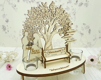 Hochzeitsbank mit Gravur Geschenk für Brautpaar Geldgeschenk zur Hochzeit personalisiert Holzgeschenk personalisiert Brautpaar Geschenk