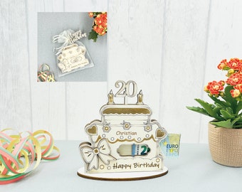 Geburtstagstorte Personalisiertes Geldgeschenk zum Geburtstag, Geldgeschenk Geburtstag, Geschenkkarte, kleiner Wuschherfüller