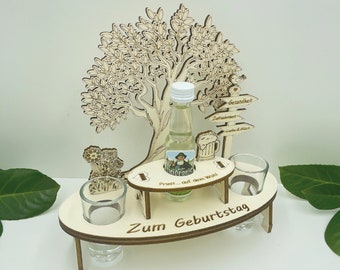 Geldbaum aus Holz - personalisierbares Geschenk, Geburtstagsgeschenk, Geldgeschenke Geburtstag, Geschenkidee zum Geburtstag