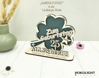 Kleeblatt personalisierte Geschenke Geburtstag aus Holz  besondere Geschenke Geburtstag