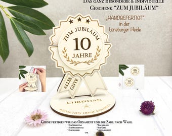 Personalisierte Holzplakette "Zum Jubiläum" – Individuelles Geschenk mit Wunschname und Alterszahl – Perfekt für Geburtstag & Jubiläum