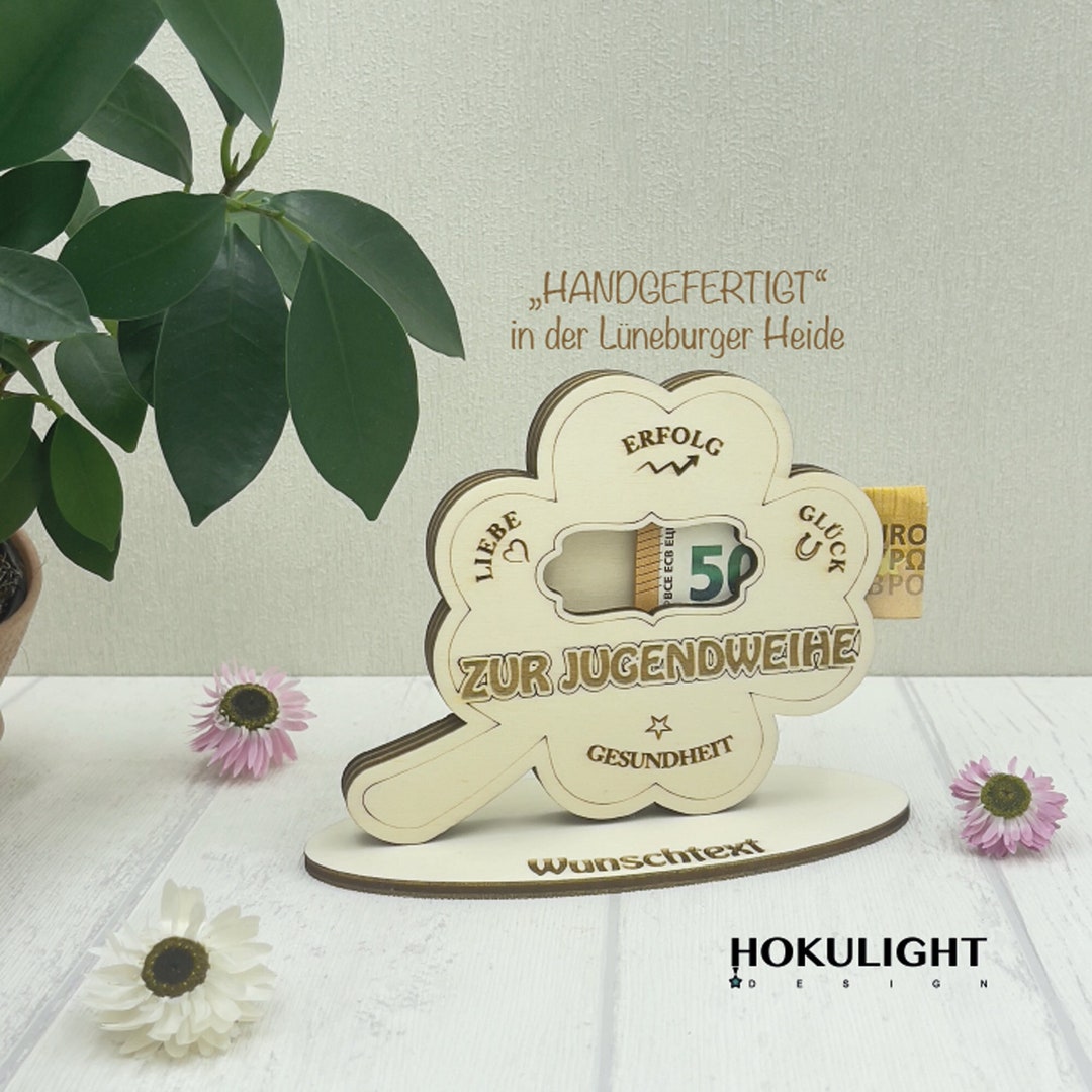 Wunscherfüller Zur Jugendweihe Kleeblatt Personalisiertes Geldgeschenk
