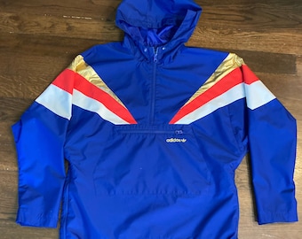Adidas Fontanka Jacket 1/2 Zip Anorak USA Blue Red White Gold
