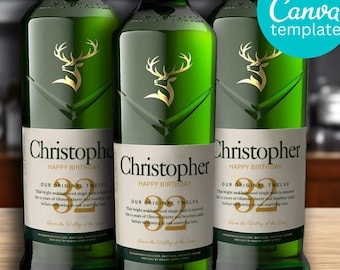 Personalized Glenfiddich Label: Custom Whiskey Gift (DIY Canva Template)