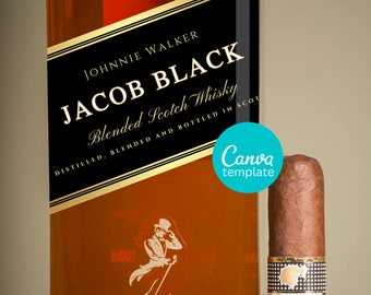 Personalisiertes Johnnie Walker Black Etikett, bearbeitbares Etikett, individuelles Geburtstagsgeschenk, personalisiertes Geschenk für Hochzeiten, Geburtstage, Veranstaltungen, DIY Etikett