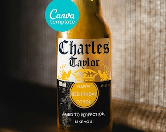 Personalisiertes Corona-Etikett, bearbeitbares Etikett, individuelles Geburtstagsgeschenk, personalisiertes Geschenk für Hochzeiten, Geburtstage und andere Ereignisse, DIY-Bieretikett