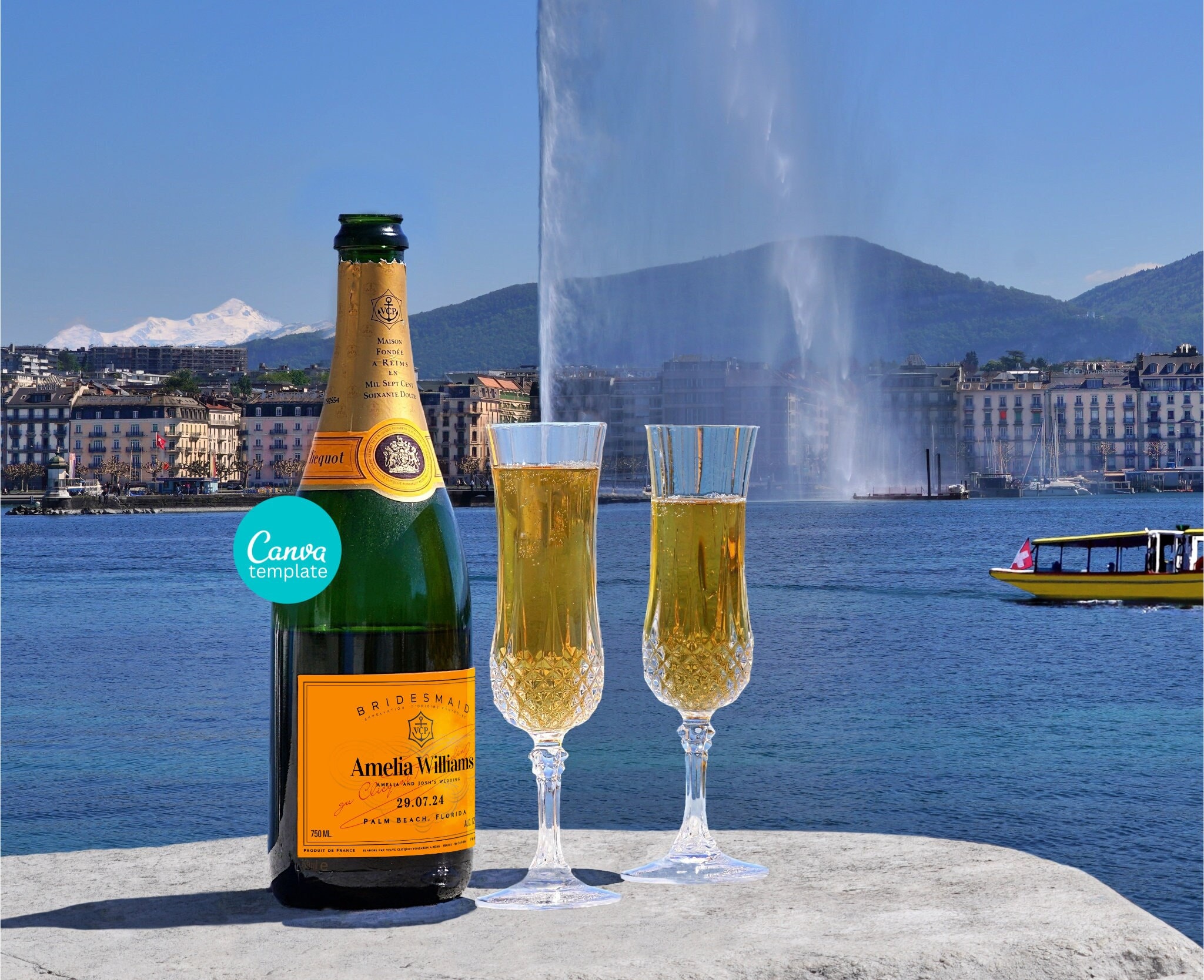 Personalisiertes Veuve Clicquo Etikett, personalisiertes Geschenk für Hochzeiten, Geburtstage und Veranstaltungen, Champagner-Etikett für Brautjungfern