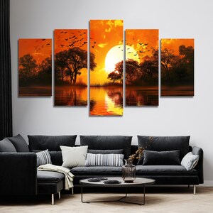 Romantic Riverscapes Multi Canvas Wall Art, Large Framed Canvas Wall Art, Extra Large Framed Canvas Wall Art, 3 4 5 Pieces Canvas Wall Art