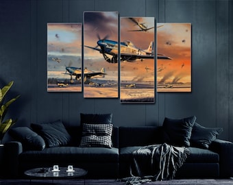 P-51 mustang Flugzeug 4 Stück Leinwand Wand Kunst, große gerahmte 4 Stück Leinwand Wand Kunst, extra große gerahmte 4 Panel Leinwand Wand Kunst Abstrakt