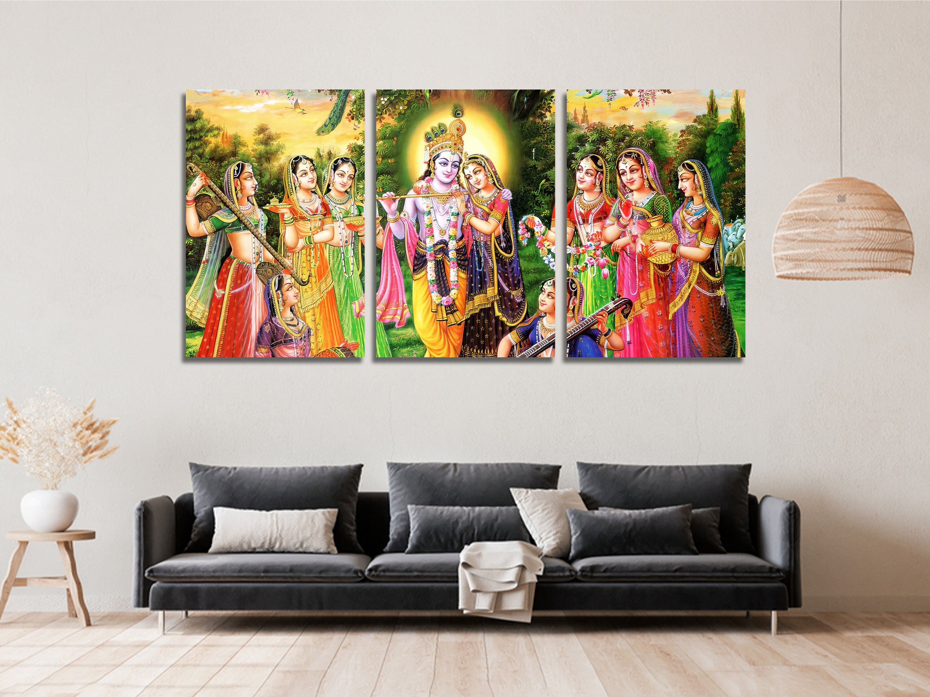 Radha Krishna Hindu God Multi Canvas Wall Art, Large Framed Canvas Wall ...