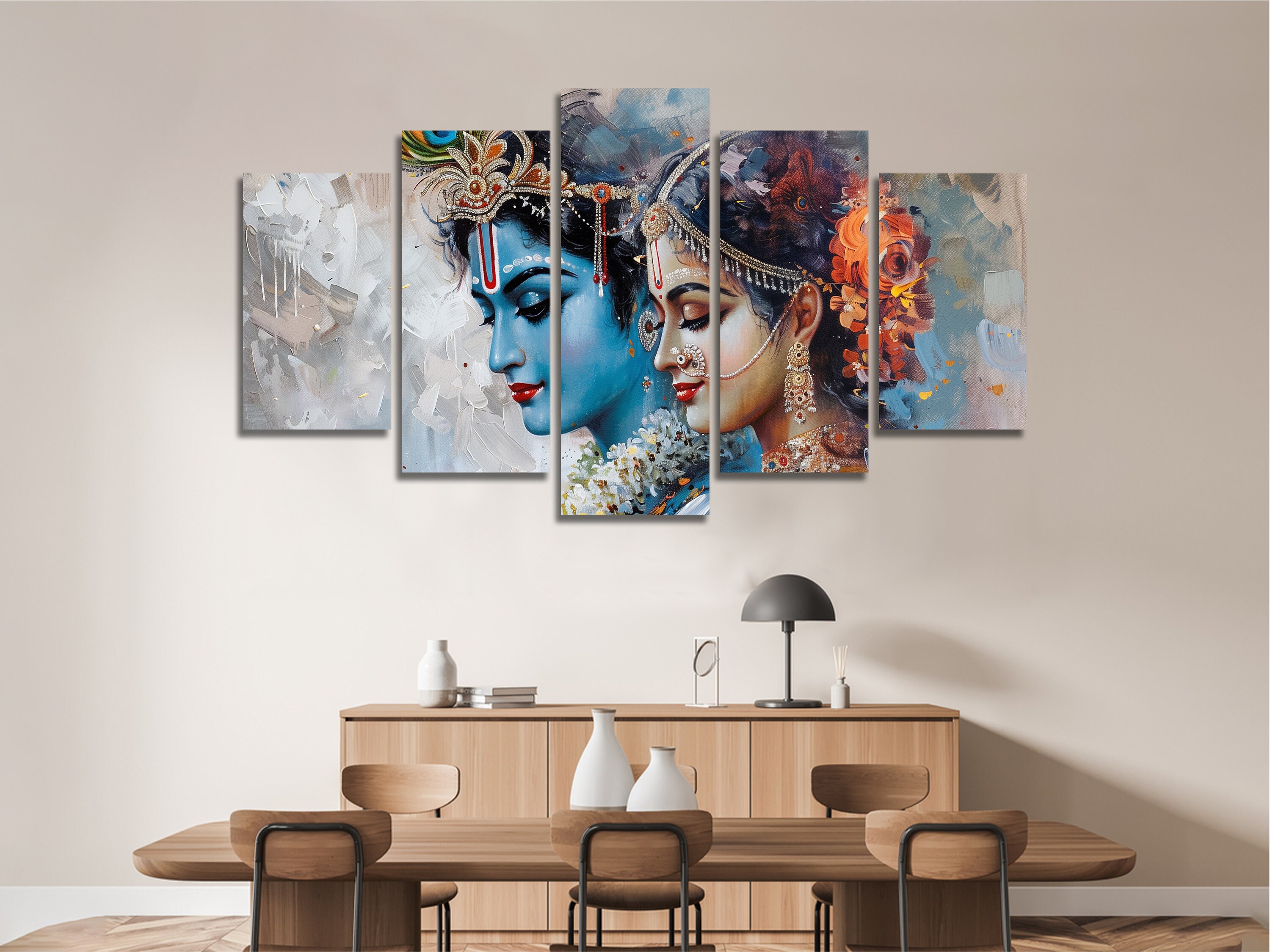 Radha Krishna Couple Multi Canvas Wall Art, Large Framed Canvas Wall Art, Extra Large Framed Canvas Wall Art, 3 4 5 Pieces Canvas Wall Art