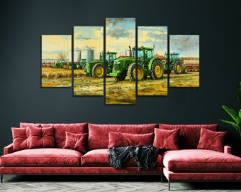 John Deere Tractors Abstract Canvas Wall Art, Large Framed Canvas Wall Art, Extra Large Framed Canvas Wall Art, 3 4 5 Pieces Canvas Wall Art