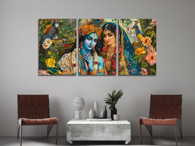 Radha and Krishna Art Multi Canvas Wall Art, Large Framed Canvas Wall ...