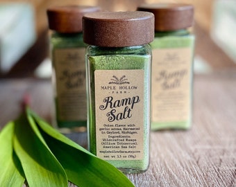Wild Ramp Seasoning Salt | Wildcrafted + Sustainably Harvested | 2024 Season Michigan | Wood Leek Allium Spice | American Sea Salt