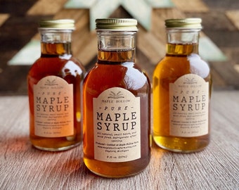 Pure Maple Syrup Stubby Bottle | Wood Fired Small Batch | Northern Michigan | Artisan Snack | Charcuterie | Natural Sweetener