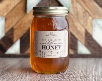 Raw Wildflower Honey Pint | All Natural Raw Unfiltered | Michigan Honey | Pint | Honeybee | Charcuterie Gift | Local | Northern Michigan