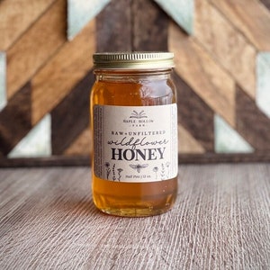 Raw Wildflower Honey Half Pint | All Natural Raw Unfiltered | Michigan Honey | Charcuterie Gift | Local Honey | Northern Michigan