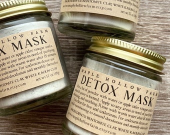 Detox Mask | Underarm Armpit Face Sensitive Skin | Bentonite Clay & White Kaolin Clay | Detoxification Purification Cleansing