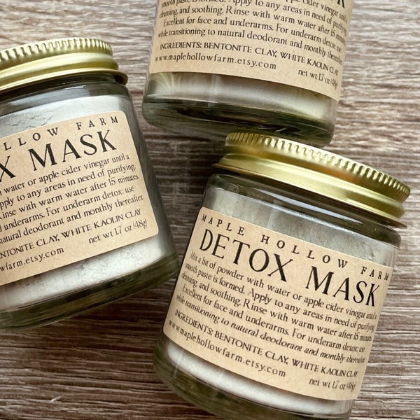 Detox Mask | Underarm Armpit Face Sensitive Skin | Bentonite Clay & White Kaolin Clay | Detoxification Purification Cleansing