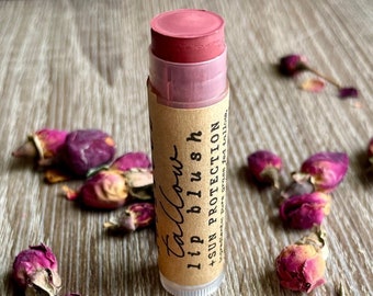 Rosewood Tallow Lip Blush | Grass Fed Finished | Iron Oxide Beeswax | Fall Autumn Winter Natural Lipstick | Red Mauve Pink Burgundy