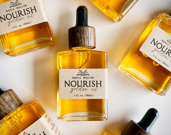 Nourish Golden Oil | Baobab + Sea Buckthorn + Squalane + Rosehip + Jojoba | Organic Lightweight Nourishment for Face + Hair