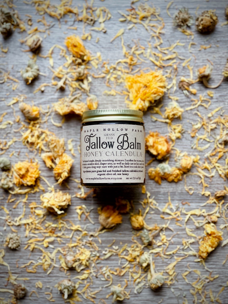 Honey Calendula Whipped Tallow Balm Grass Fed Finished Natural Skincare Eczema Lotion Face Body Baby Diaper Cream image 7