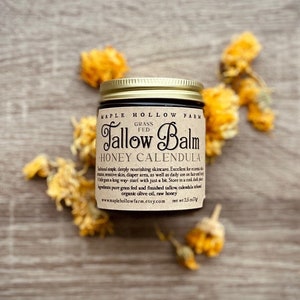 Honey Calendula Whipped Tallow Balm Grass Fed Finished Natural Skincare Eczema Lotion Face Body Baby Diaper Cream image 1