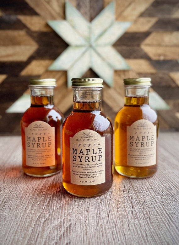 Pure Maple Syrup Stubby Bottle | Wood Fired Small Batch | Northern Michigan | Artisan Snack | Charcuterie | Natural Sweetener