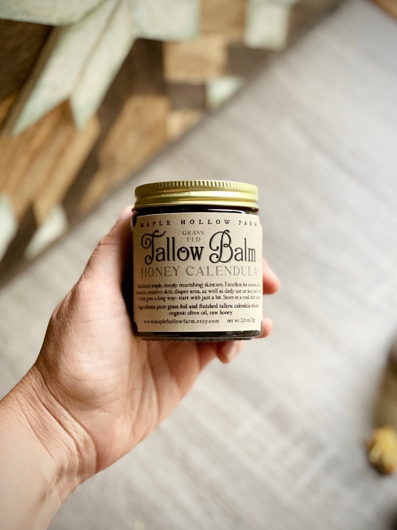 Honey Calendula Whipped Tallow Balm Grass Fed Finished Natural Skincare Eczema Lotion Face Body Baby Diaper Cream image 2
