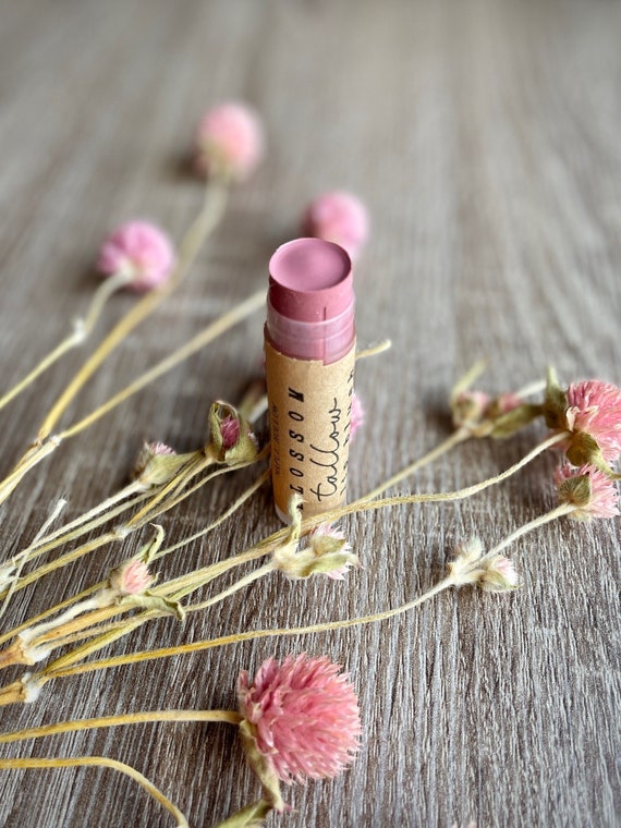 Blossom Tallow Tinted Lip Blush | Mineral Zinc | Lipstick Makeup Sunscreen | Grass Fed + Finished | Sun Protection | SPF | Natural Skincare
